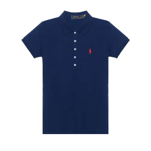 Polo Ralph Lauren FW22 Solid Color Single Breasted Straight Polo Shirt Women's Navy Blue
