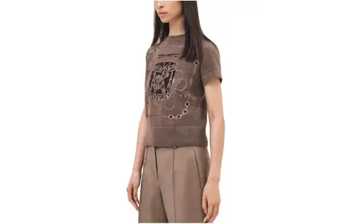 HERMES Knitwear Women's Gray Crew Neck Moderate Other