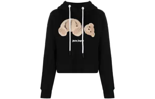 PALM ANGELS Women's Teddy Bear Logo Hoodie Black/Brown