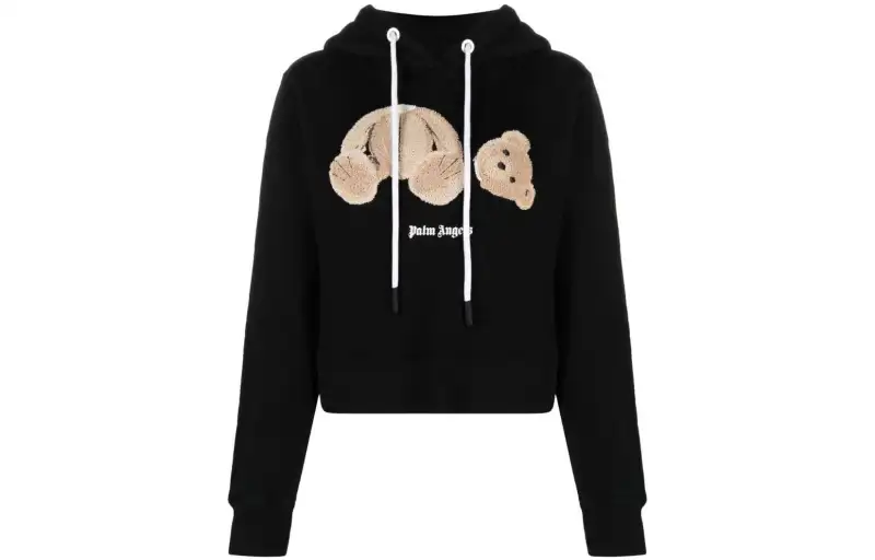 PALM ANGELS Women's Teddy Bear Logo Hoodie Black/Brown