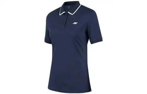 Skechers Polo Shirts Women's Marine Collegiate Blue/02MZ Polo Collar Moderate Straight Fit