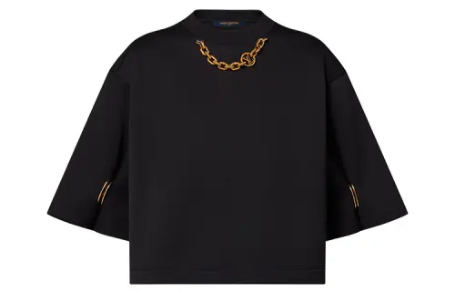 LOUIS VUITTON Drop Shoulder Sleeve T Shirt Women's Black