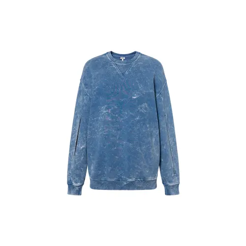 LOEWE Elongated Cotton Fleece Sweatshirt Washed Denim