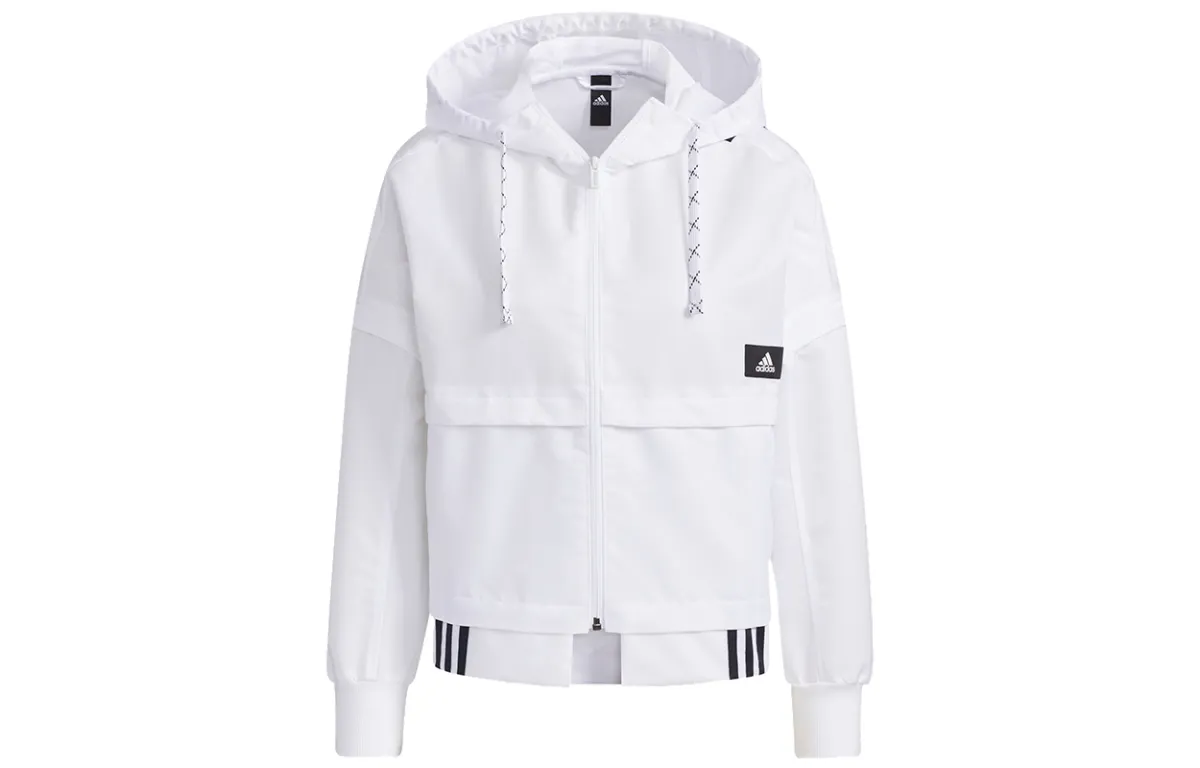 Adidas Jackets Women's White Hooded Moderate Other