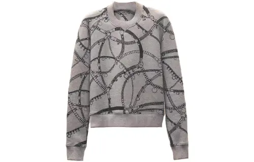 HERMES Sweatshirts Women's Gray Crew Neck Moderate Regular