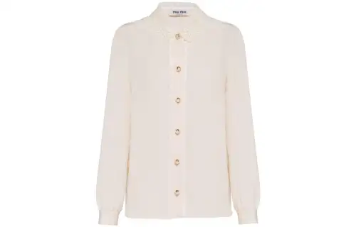 MIU MIU Shirts Women's Beige Lapel Moderate