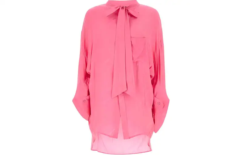 Balenciaga Embroidered Crepe Oversized Shirt