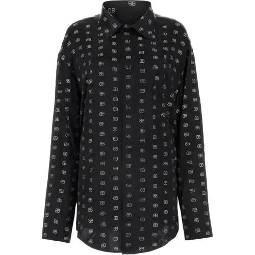Balenciaga Allover Bb Logo Long Sleeved Shirt