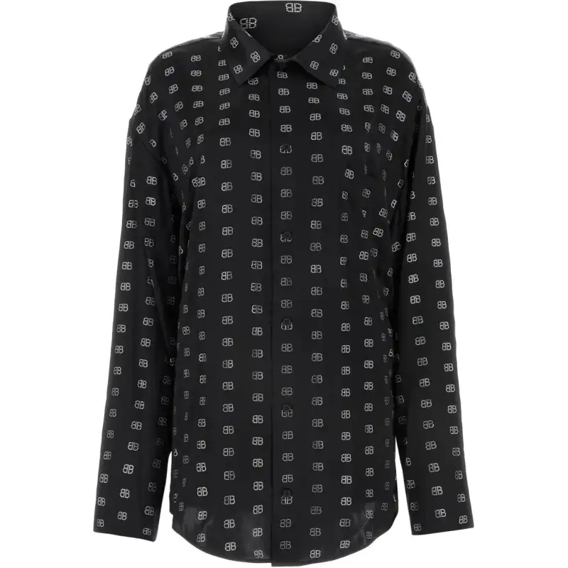 Balenciaga Allover Bb Logo Long Sleeved Shirt