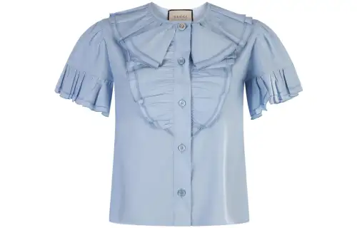 GUCCI Ruffled Short-Sleeved Blouse