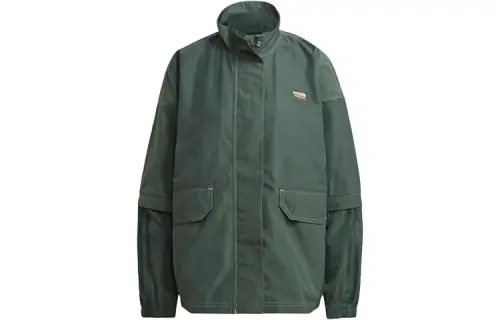 Adidas Originals Jackets Women's Green Stand Collar Moderate Mock Two Piece