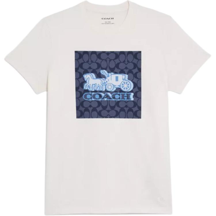 COACH SS23 Logo Letter Patterned Print Short Sleeved T Shirt Women's White