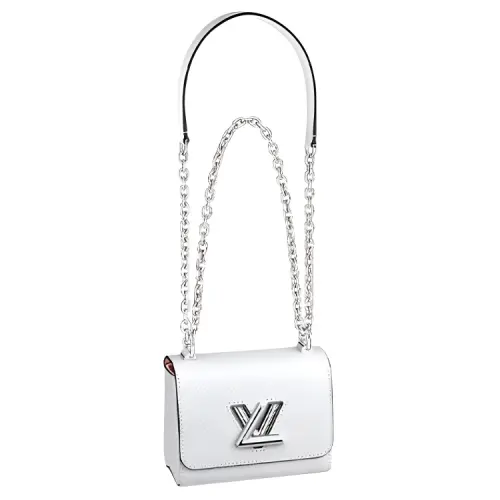 LOUIS VUITTON Twist Chain Bag Leather Portable Crossbody Bag, Shoulder Bag Mini Women's White