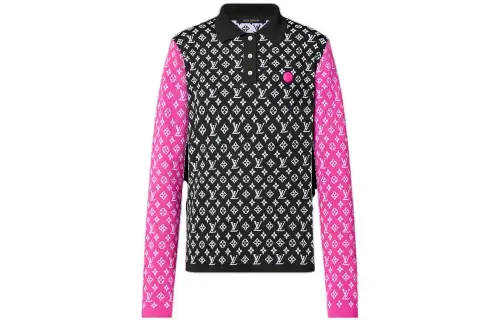 Lv Fuchsia Accent Polo Knit Top