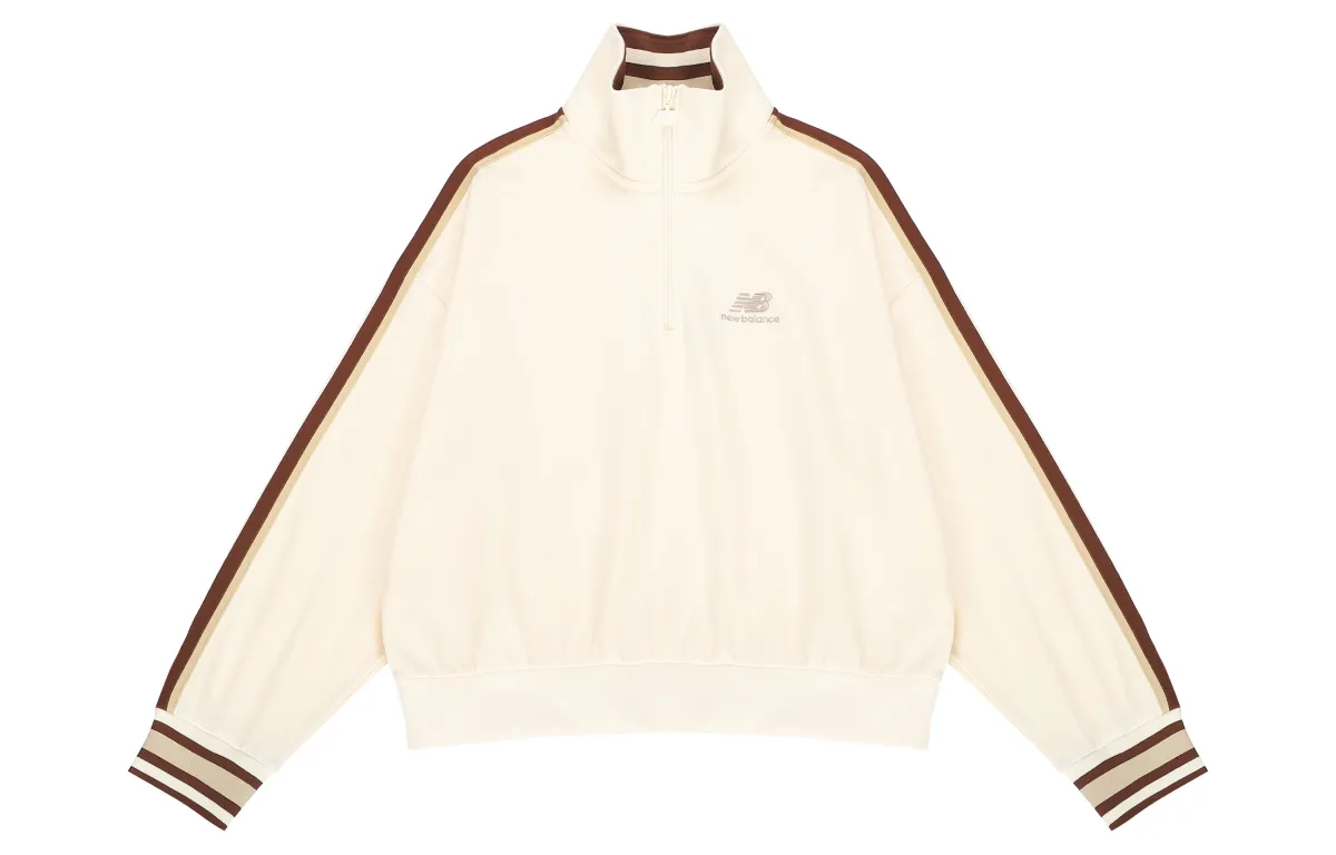 New Balance Striped Knit Zip-Up Sweatshirt Yellow