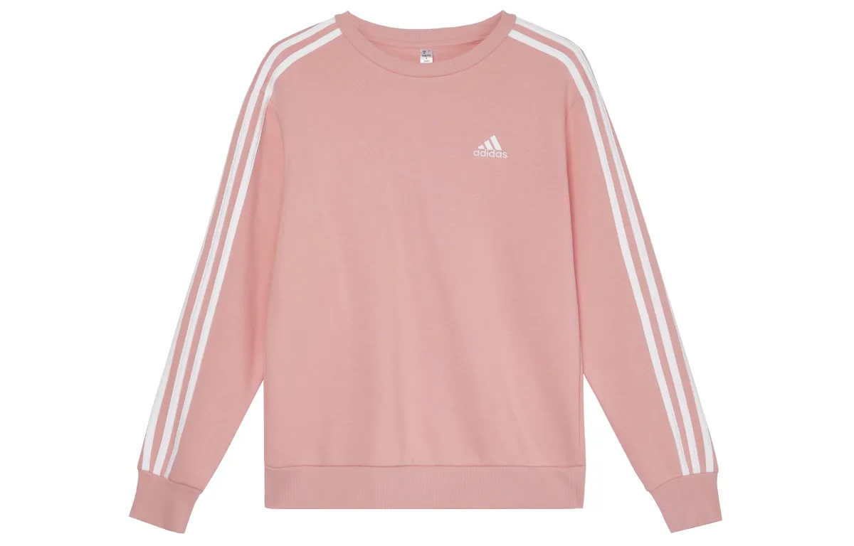 Adidas 3 Stripes Side 3 Pack Striped Logo Vintage Fleece Lined Thick Casual Crew Neck Long Sleeved Sweatshirt Women's