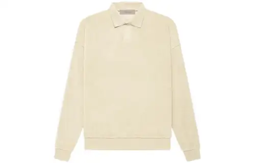 Fear Of God Essentials Polo Shirts Women's Eggshell White Polo Collar Moderate Straight Fit