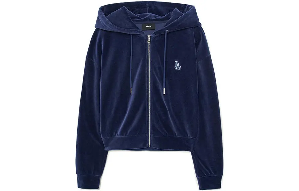 MLB Sweatshirts Women's Navy Blue Hooded Moderate Cardigan