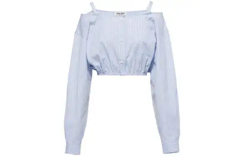 【Previous Season】striped cold-shoulder cropped shirt