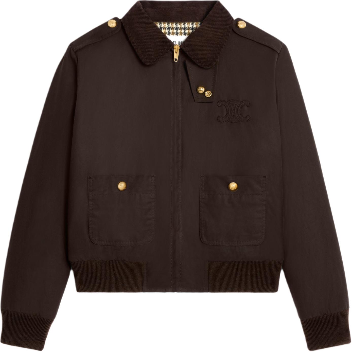 CELINE Triomphe Blouson Jacket In Waxed Cotton Linen