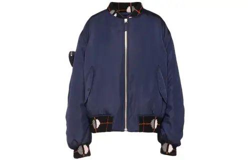 PRADA Jackets Women's Blue Baseball Collar Moderate Pilot