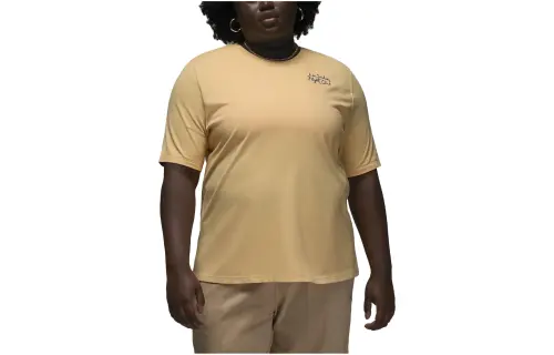 Jordan T Shirts Women's Yellow Crew Neck Moderate Straight Fit