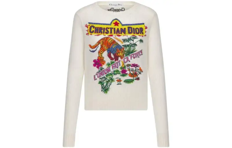 DIOR Knitwear Women's White Crew Neck Moderate Other