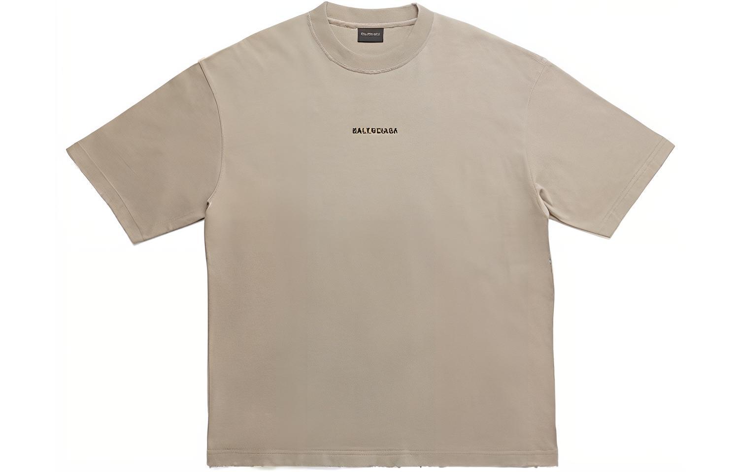 Balenciaga Drop Shoulder Sleeve T Shirt Women's Khaki