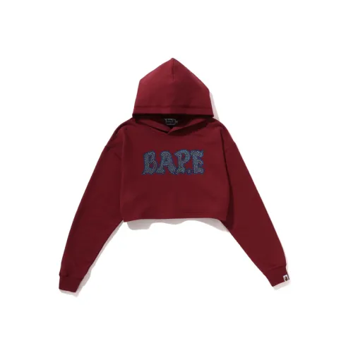 A BATHING APE Crystal Stone Cropped Pullover Hoodie 'Purple'