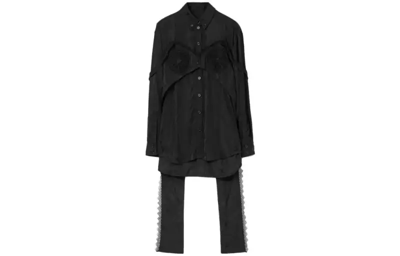 Burberry Shirts Women's Black Pointed Collar Moderate Shirt
