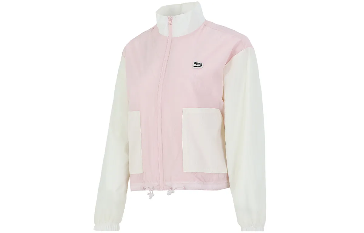PUMA Jackets Women's Pink Stand Collar Moderate Straight Fit
