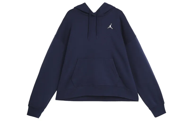 Jordan Brooklyn Thickened And Fleece Lined Knitted Fabric Pullover Hooded Sweatshirt Women's Blue
