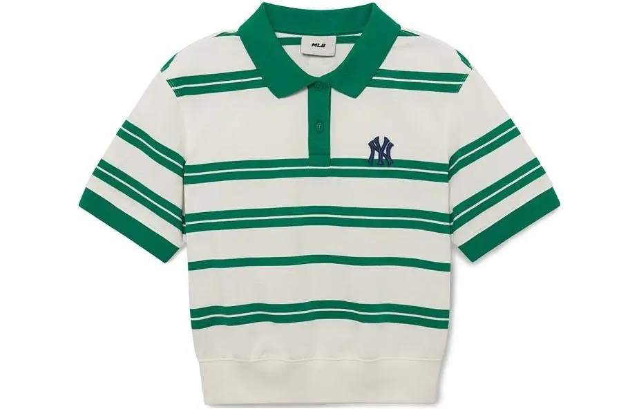 MLB New York Yankees Polo Shirts Women's Green Polo Collar Moderate Straight Fit