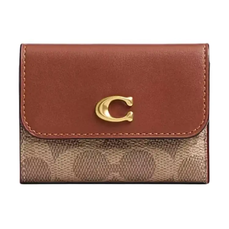 COACH Essential Coated Canvas With Calfskin Wallet Regular Women's Light Brown