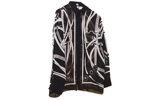 HERMES Shirts Women's Black Lapel Moderate