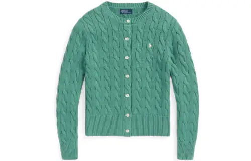 Polo Ralph Lauren Pony, knitted green sweater, with embroidery, slim fit