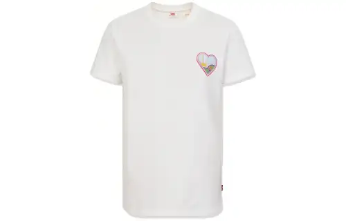 Levis T Shirts Women's Ecru Crew Neck Moderate Straight Fit