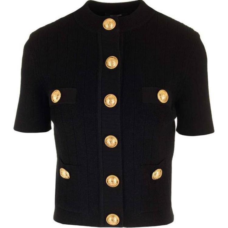 Женский джемпер BALMAIN Однобортный (черный)