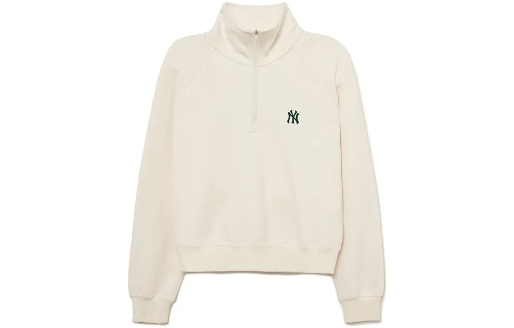 MLB New York Yankees Sweatshirts Women's Cream Stand Collar Moderate Regular