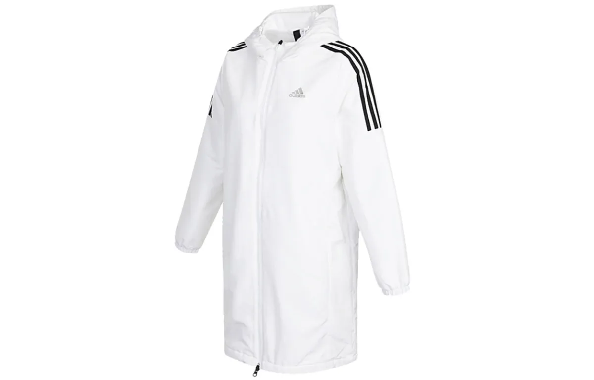 Adidas Jackets Women's White Hooded Thickened Other