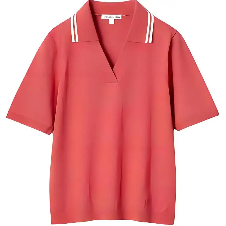 UNIQLO X JW Anderson Uniqlo Jw Anderson Co Branded Series Polo Shirts Women's Red Polo Collar Moderate Straight Fit