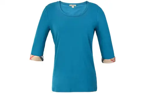 Burberry T Shirts Women's Blue Crew Neck Moderate Straight Fit