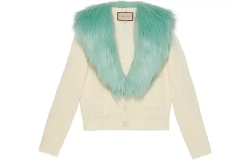 faux-fur collar cardigan