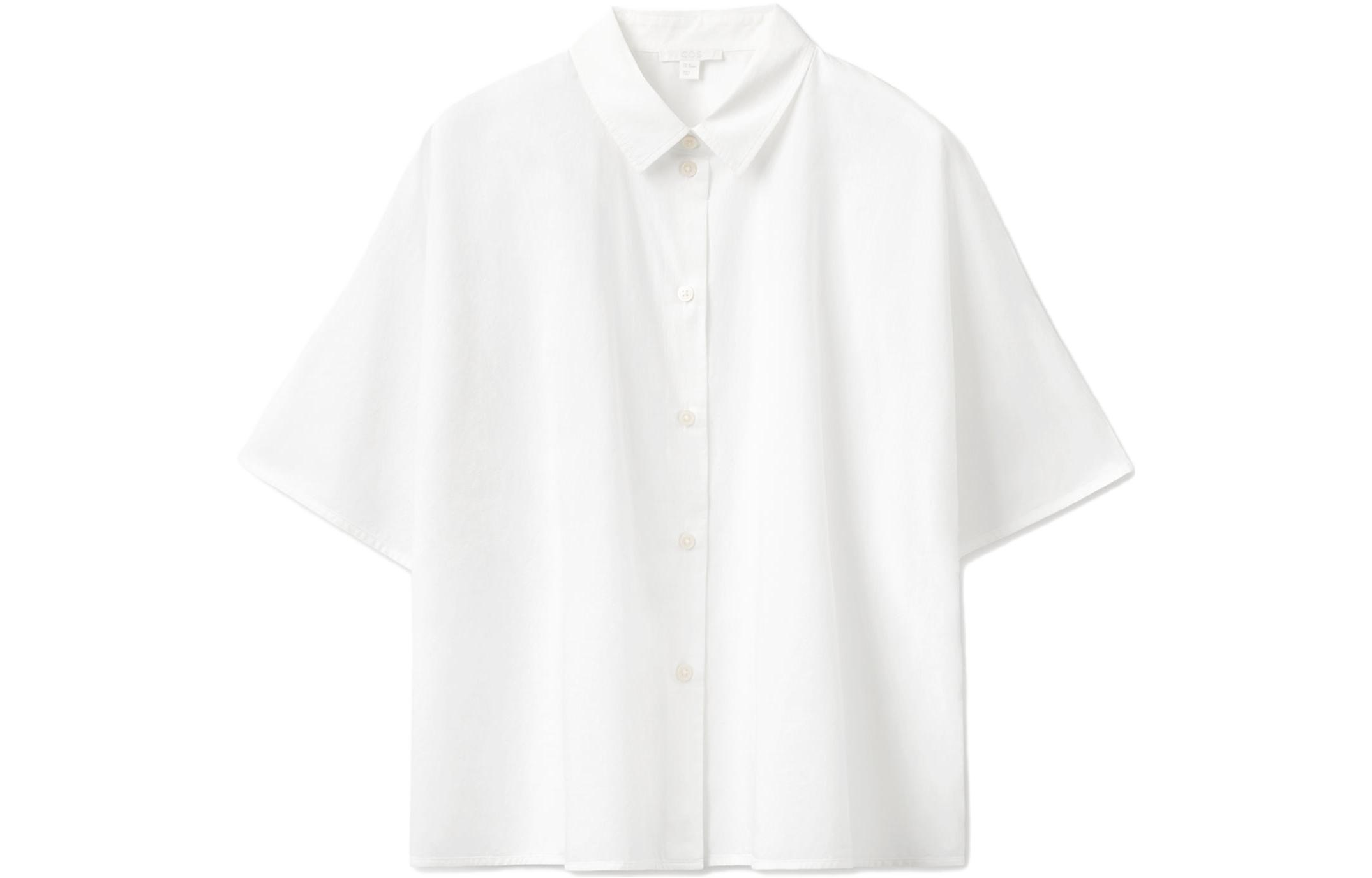 COS Shirts Women's White Polo Collar Moderate Shirt