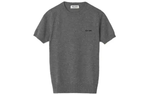 Miu Miu logo-intarsia cashmere top