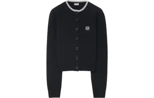 LOEWE Knitwear Women's Black Crew Neck Moderate Cardigan