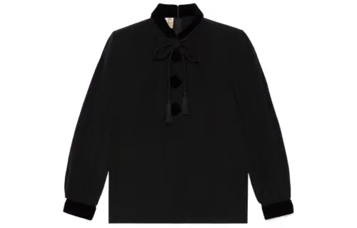 GUCCI Shirts Women's Black Crew Neck Moderate Other