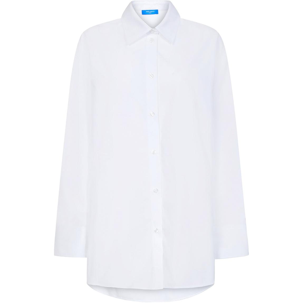 NINA RICCI Сплошной цветовой лацвет один с пуговицами длинный рукав сорочка женский белый