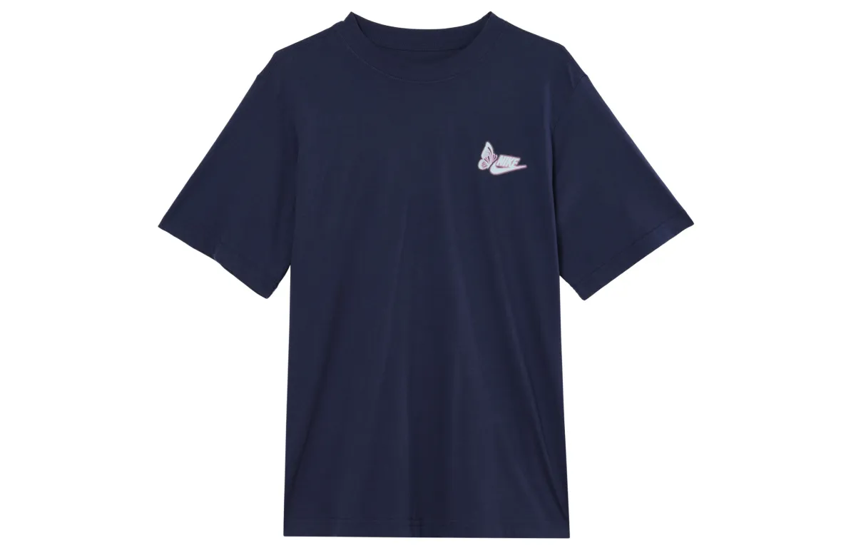 Nike Women'ss Logo Letter Print Retro T-Shirt 'Navy Blue'