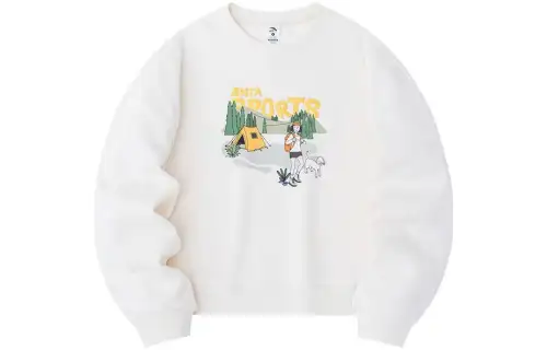 ANTA Sweatshirts Women's White Crew Neck Moderate Regular